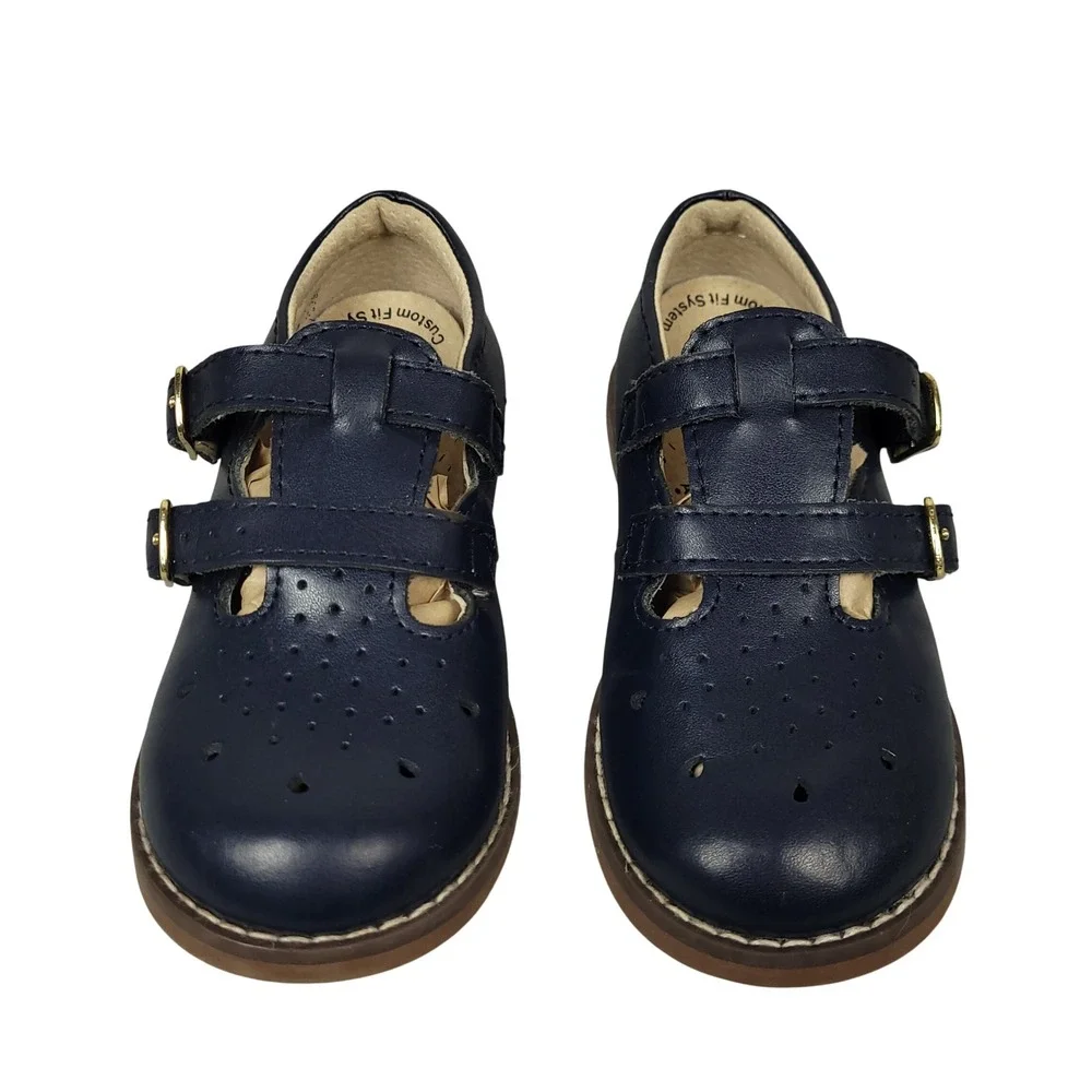 Footmates Danielle Mary Jane Shoes Toddler 7.5 Double Buckle Girls Navy Blue